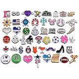 RUBYCA Metal Floating Charms for Glass Living Memory Locket Wholesale Gold Silver Color Lot Mix 10 DIY 50pcs