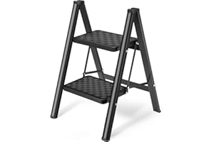 HBTower Step Ladder 2 Step Folding Stool, 330 Lbs Capacity Small Step Stool for Adults, Closet Step Stool Ladder with Anti-Sl