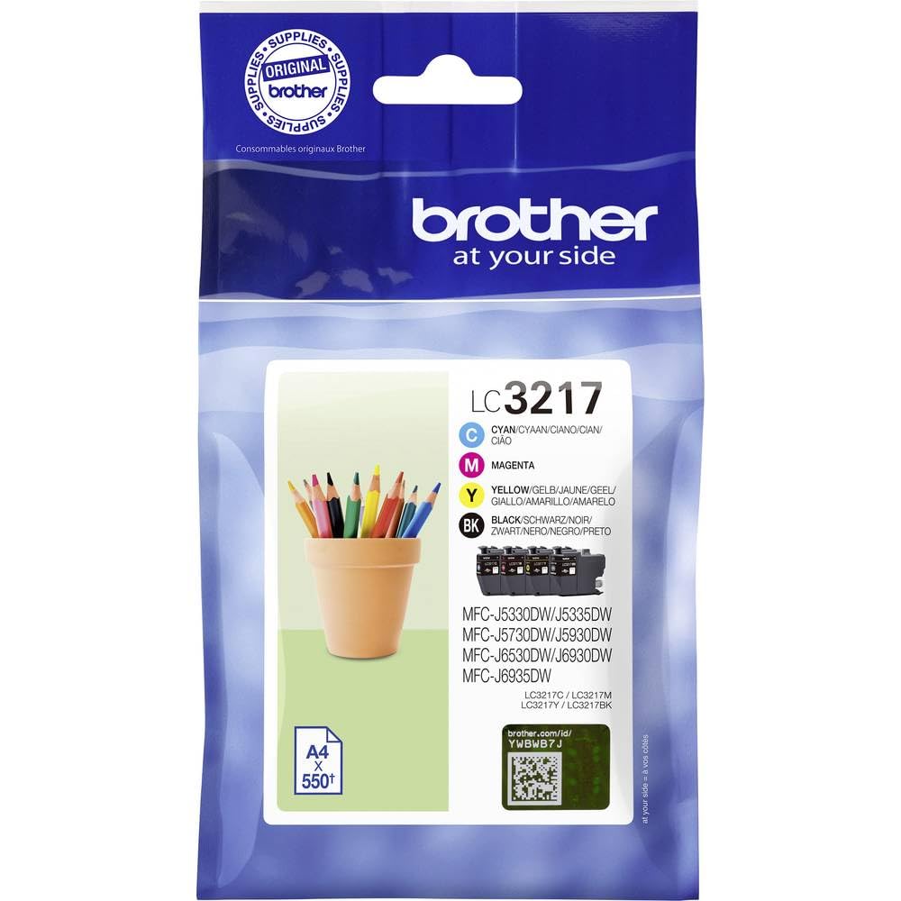 Brother LC-3217 Ink Cartridges Value Pack with Multicolour (Black, Cyan, Yellow and Magenta)