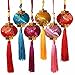 Lucore Colorful Chinese Lucky Lantern Ornaments - 6 pcs Multi-Color Silk Brocade Hanging Charms