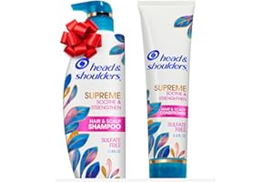 Head & Shoulders Supreme Anti-Dandruff Shampoo and Conditioner Set, 1% Pyrithione Zinc, Sulfate-Free, Argan Oil and Rose Essence, for Dry Scalp and Dandruff, 21.2 fl oz