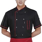 XINFU Unisex Chef Coat Long Sleeves/Short Sleeves Double-Breasted Kitchen Chef Uniform