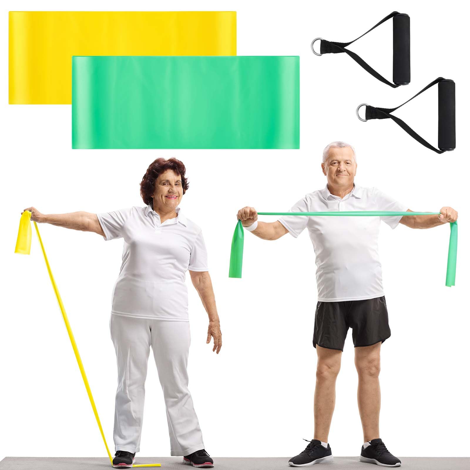 Photo 1 of Relaxgiant 2 Pcs Resistance Band with Handles Chair Exercise Physical Therapy Band for Seniors Citizen Gifts Elderly Women Therapy, Stretch, Recovery, Home Exercise(Yellow,Green)
