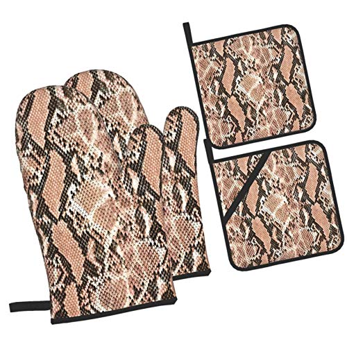 61FY8E9pdsL Juego de Manoplas y Porta ollas para Horno,Textura de patrón de Piel de Serpiente repitiendo, Guantes y agarraderas… Juego de Manoplas y Porta ollas para Horno,Textura de patrón de Piel de Serpiente repitiendo, Guantes y agarraderas… - Imagen 3