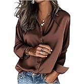 SHENHE Women's Satin Blouse Button Down Dress Shirt Long Sleeve Business Casual Work Blouse