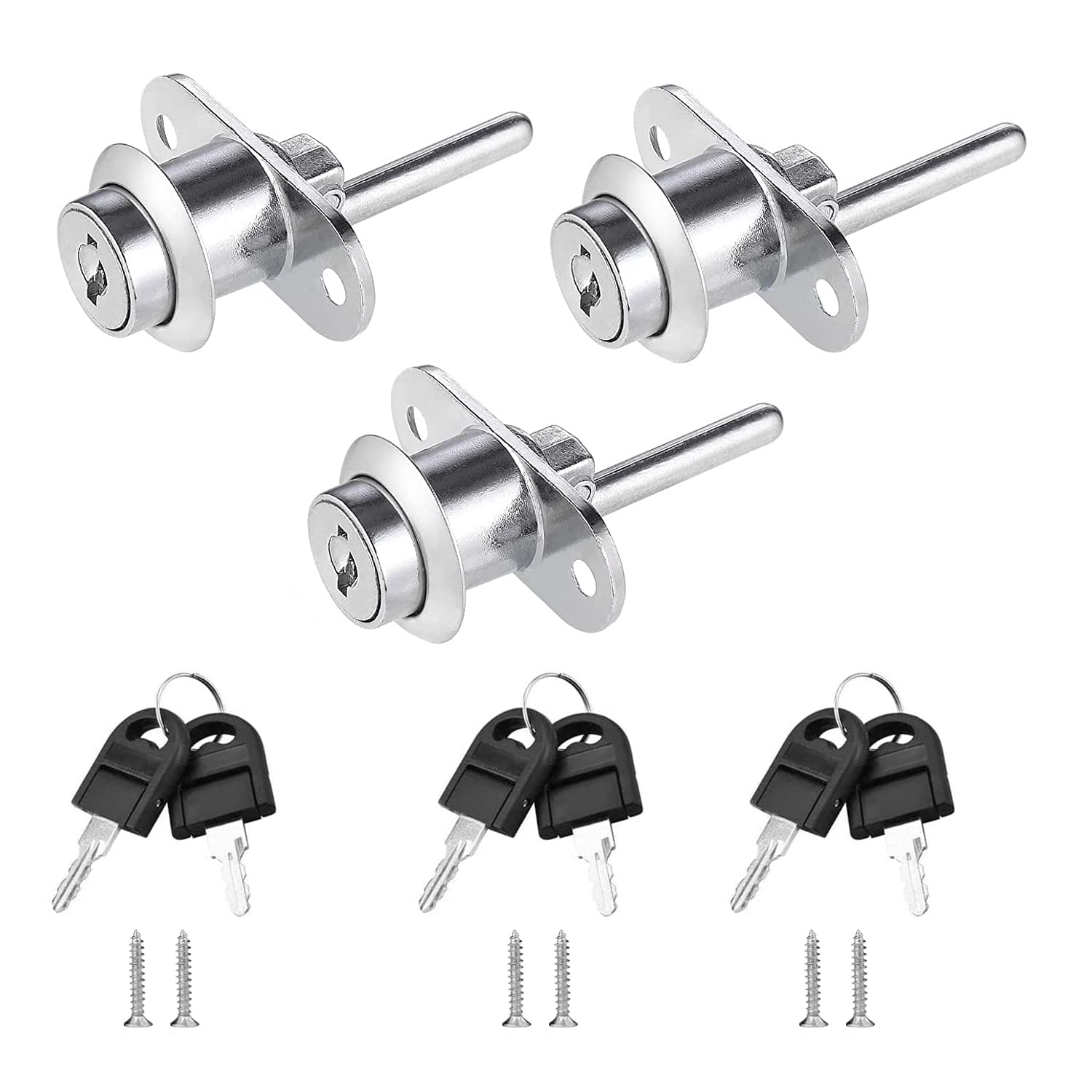 ZHIQIN 3-Piece Cabinet Plunger Lock Cupboard Cam Locks with Key for Furniture Cabinets — image 1