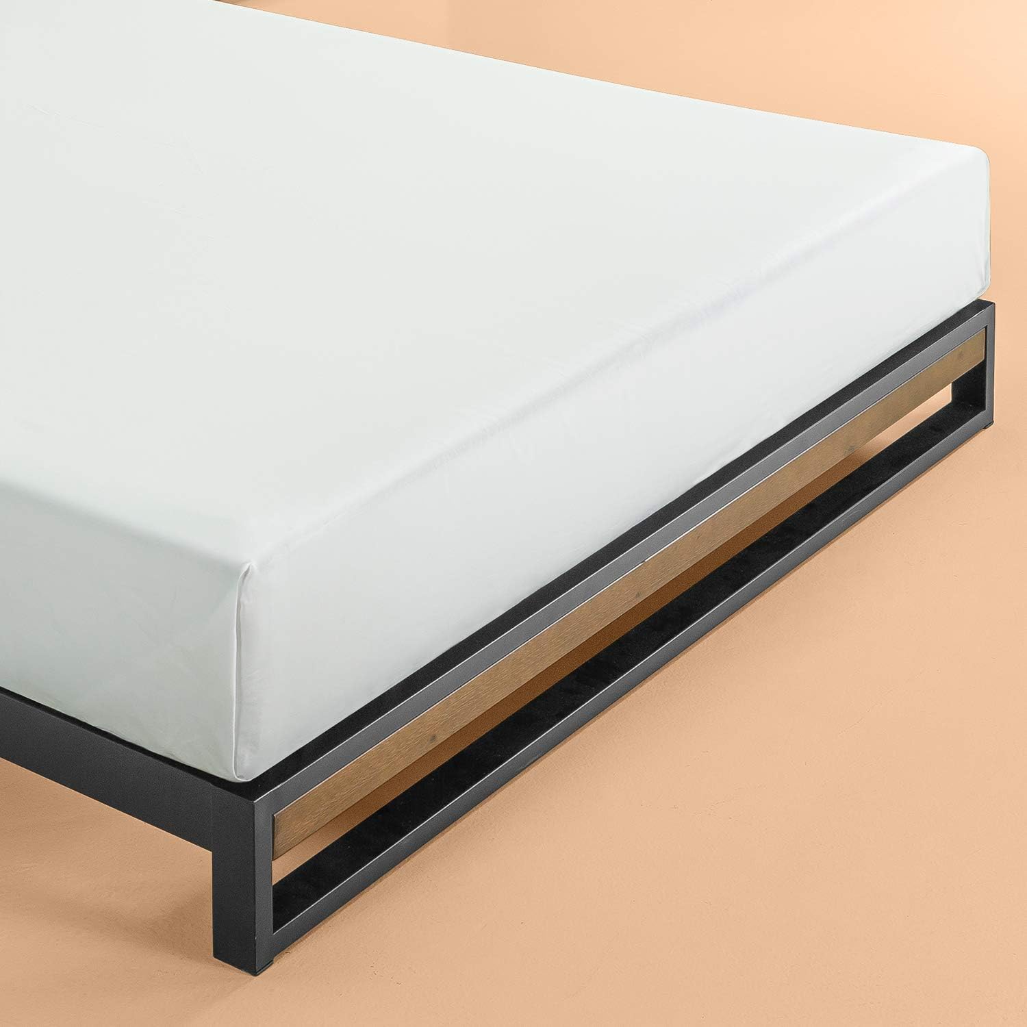 ZINUS Suzanne 18 cm Metal and Wood Platform Bed Frame, Black; Wood, Single - Image 5