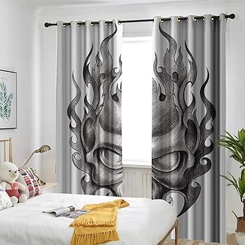 Amazon Com One1love Tattoo Decor Doorway Curtain Skull Face