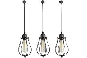 Kiven H System Track Pendant Light Industrial Hanging Lamp, Vintage Edison Mini Pendant Light, Modern Vintage Farmhouse Kitchen Lamp, 3-Pack