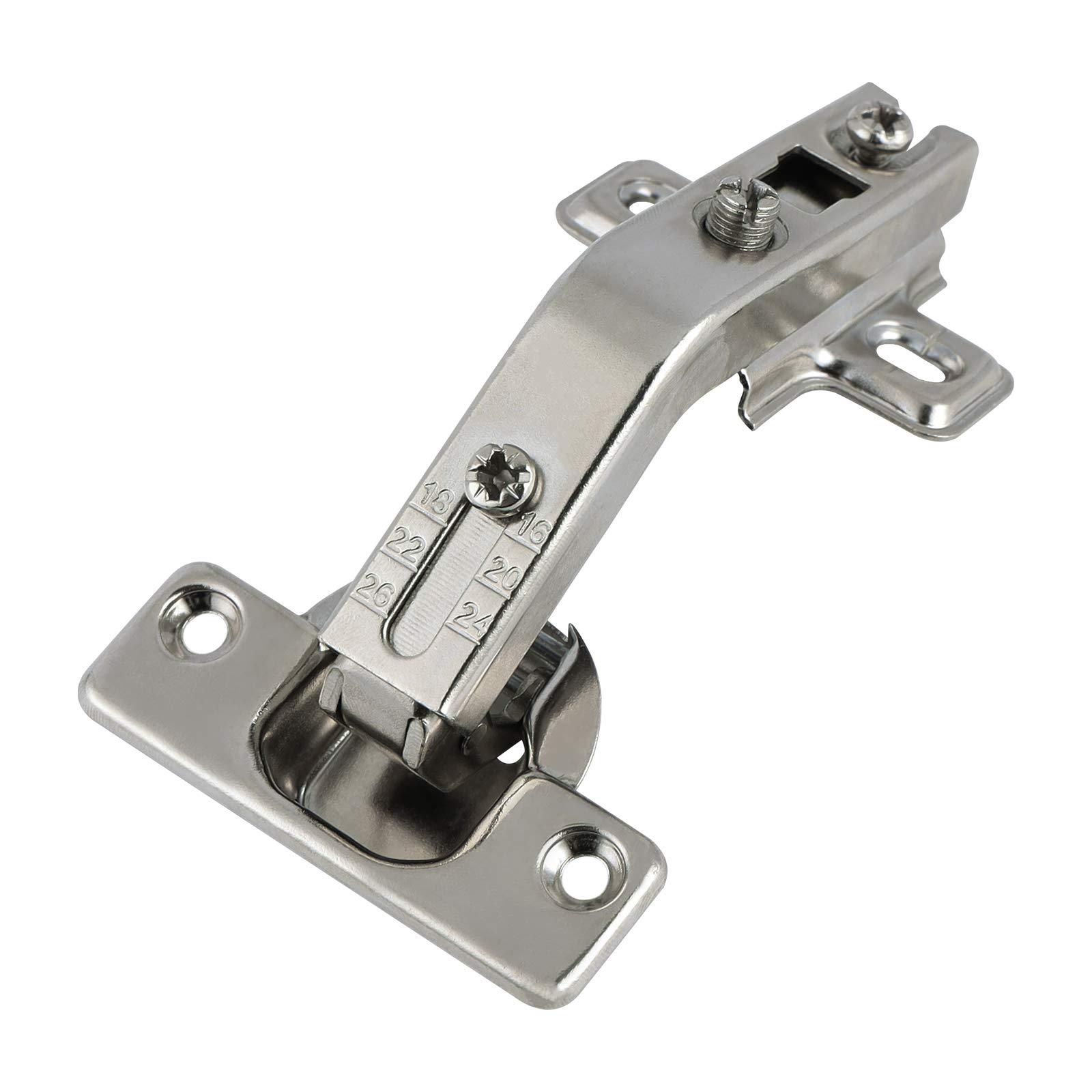 PinLin 10 Pack 135 Degree Kitchen Cabinet Hinge 35mm Plate Full Overlay Cupboard Door Hinges Automatic Closing Spring Without Soft Close, Screws Included