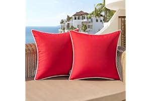 Woaboy Set of 2 Outdoor Waterproof Pillow Covers 18x18 Inch Red Decorative Throw Pillow Covers Square Solid Color Couch Pillow Covers for Patio Tent Bed Sofa Living Room