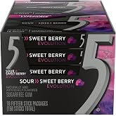 5 GUM Evolution Sour to Sweet Berry Sugar Free Chewing Gum Pack, 10 Count | 5 GUM sugar free chewing gum pack: flavor changing sour candy to sweet berry gum, 15-stick packs, travel size