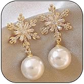 Crystal Snowflake Earrings for Women Gold snowflake Earrings Sparkly Christmas Holiday Earrings for Women Christmas Jewelry Gifts