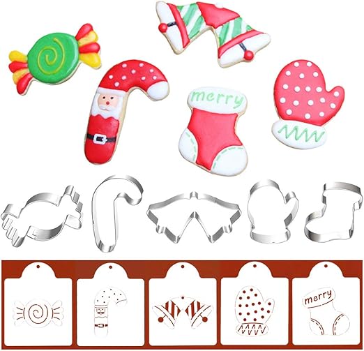 Christmas Cookie Cutters with Matching Cookie Stencils