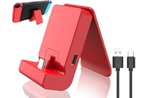 TIZOPO Switch Stand for Nintendo,Charging Dock for Nintendo Switch and Nintendo Switch Lite/OLED, Portable Switch Adjustable Charging Stand with USB Type C Charger Port & USB C Charging Cable(Red)