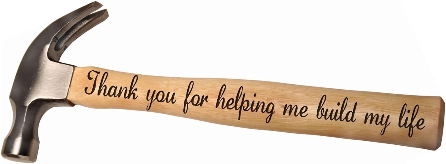 Dad Gifts Thank You for Helping Bulid My Life Wood Handle Steel Hammer Fathers Day Gifts for Dad from Son Daughter,Birthday Gifts