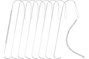 SAVITA 8pcs Curved Needles for Beading, 5.2 Inch Beading Needles Stainless Steel Large Eye Needle with Handle Bead Spinner Ne