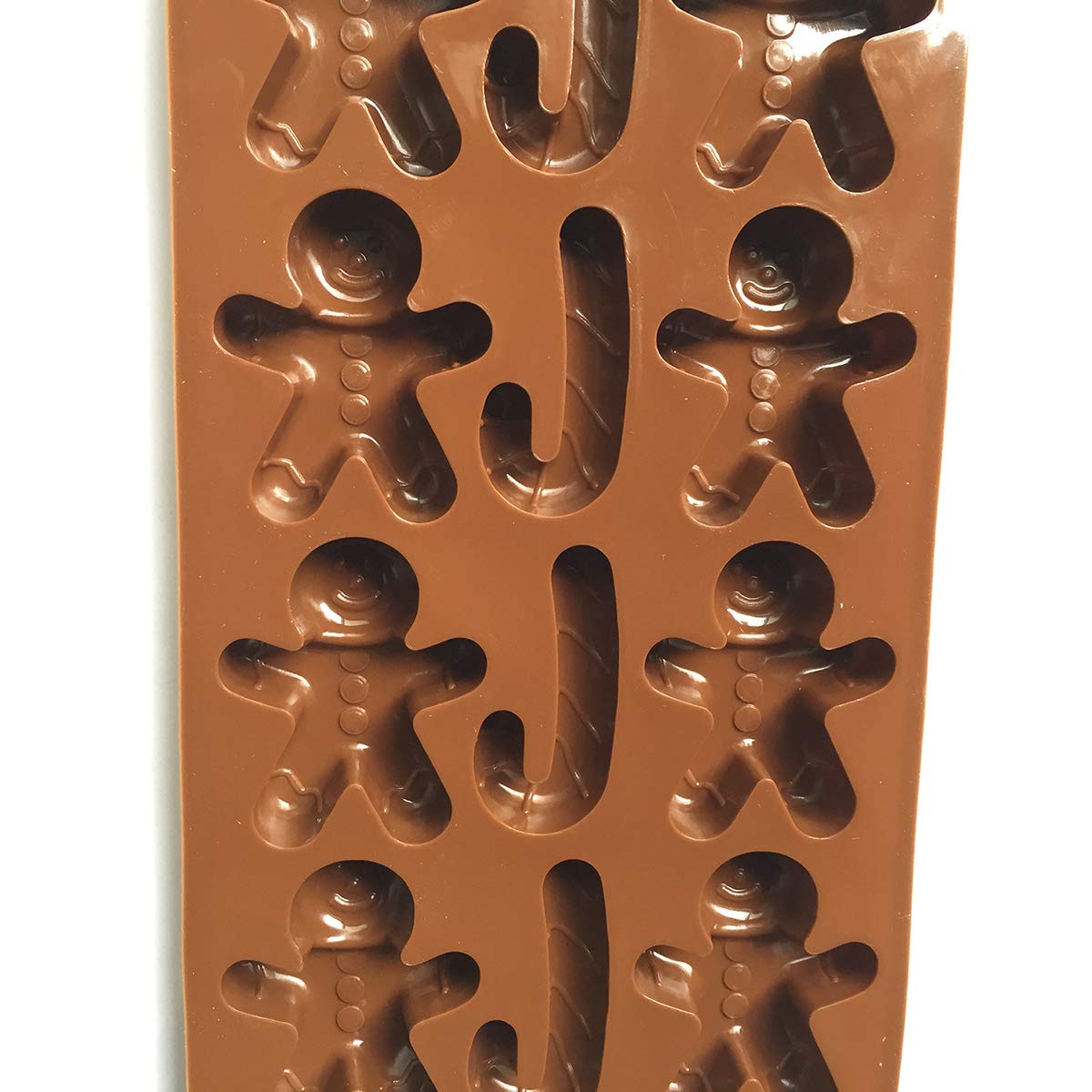 2pcs Christmas Silicone Molds for Baking Jelly Soap, Candy Cane, Gingerbread Men Chocolate Candy Mold (2 Shapes)