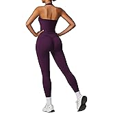 RXRXCOCO Open Back Workout Sets for Women 2 Piece Halter Tank Tops Hidden Scrunch Leggings Matching Set with Pockets