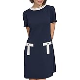 Tommy Hilfiger Womens Scuba Crepe Fabric Logo Enamel Pocket Snaps Dress