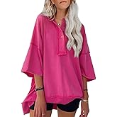 SHEWIN Women's Fashion Oversized T Shirts Casual Short Sleeve Reverse Seam Summer Tops Tees