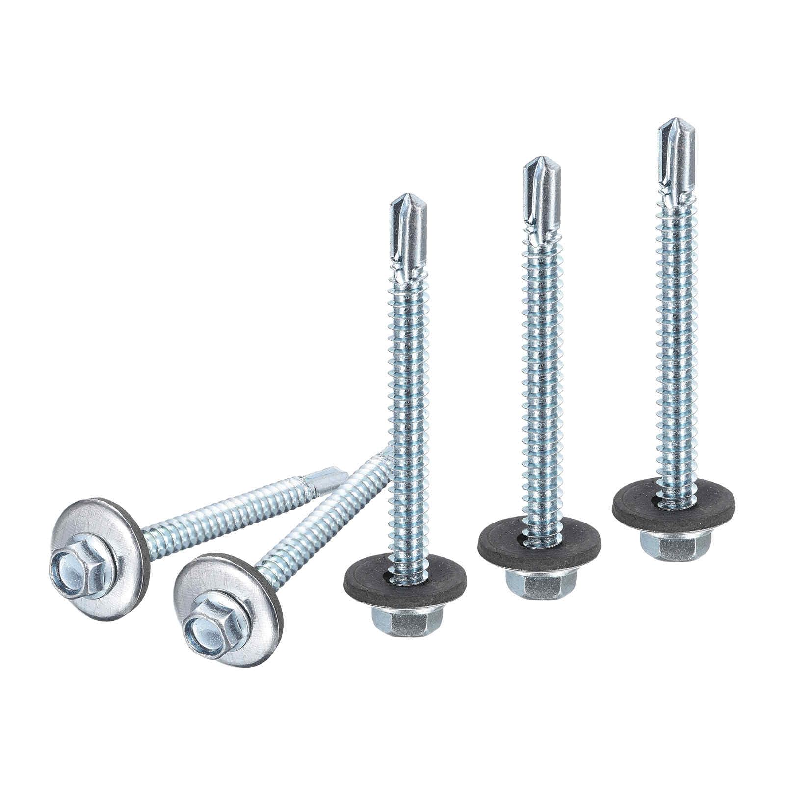 DTGN #12x2-1/2" Hex Washer Head Self Drilling Screws with EPDM Washer - 25Pack - Good for Metal - Carbon Steel Self Tapping Metal Sheet Screws with Rubber Washer