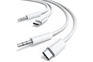 JXMOX USB C to 3.5mm Audio Aux Jack Cable (3.3ft 2-Pack), USB Type C to 3.5mm Headphone Stereo Cord Car for iPhone 15 Pro Max, Samsung Galaxy S24 S23 S22 S21 S20 Ultra, iPad Pro/Air, Pixel 3 4 5 6 XL