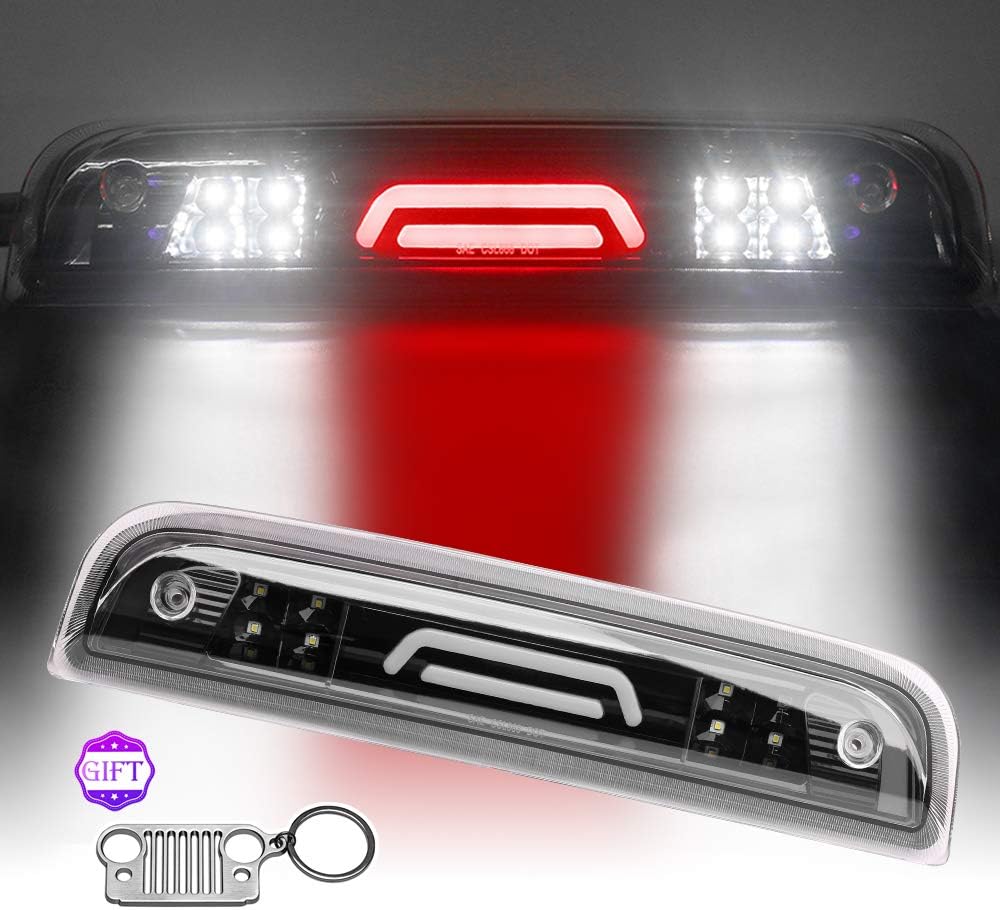 High Mount 3rd Third Brake Light Replacement for 2014-2018 Chevy Silverado/GMC Sierra 1500 2500HD 3500HD-3D Waterproof Rear Trailer Cargo Stop Light(Clear Lens)