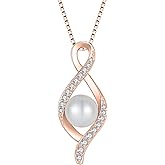 Inpasne Freshwater Pearl Necklace for Women 925 Sterling Silver Infinity Pendant Necklace Pearl Jewelry Gifts for Her