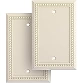 Henne Bery Sunken Pearls Heavy Duty Switch Plate/Wall Plate/Outlet Cover (Single Blank 2PK, Light Almond