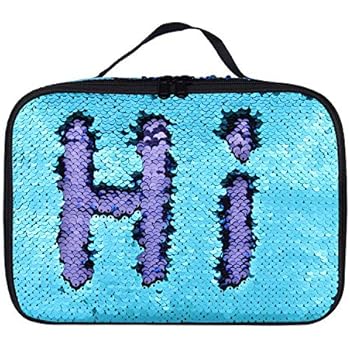 Sequin Lunch Box, Reversible Sequin Flip Color Change, Insulated, Quick and Simple Organization, Perfect for Working Women or Kids (Blue-Purple)