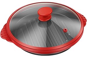 Microwave Grill Pan, Easy to Clean, Heat Resistant Up to 230℃, Fry Griddle Crisper Pan with Lid, Microwave Silicone Cookware 