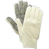 MAGID Dotted Gloves Polyester/Cotton Blend, 12 Pairs, Size Men's (Fits Large), T93