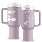 ROSTANTEN Nurse Practitioner Gifts for Women - Nurse Practitioner Graduation Gifts - NP Week Gift - 40oz Travel Cup Insulated Tumbler with Lid & Straw