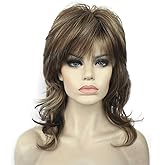 Aimole Shaggy Layered Wig Shoulder Length Women's Wig with Hair Bangs Premium Synthetic Hair Wig for Women (AB607)