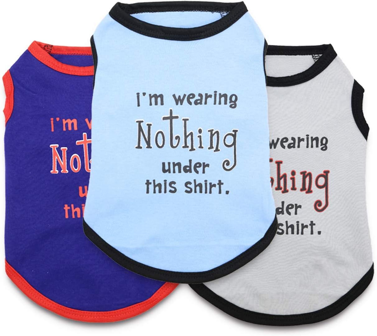 MeowWow Pet Clothes Dog Funny Tshirts for Small Dogs Boy, Pack of 3