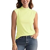 Zengjo Sleeveless Tops for Women - Mock Neck Fitted Tank Top, Ribbed Knit Layering Shirt for Work or Casual