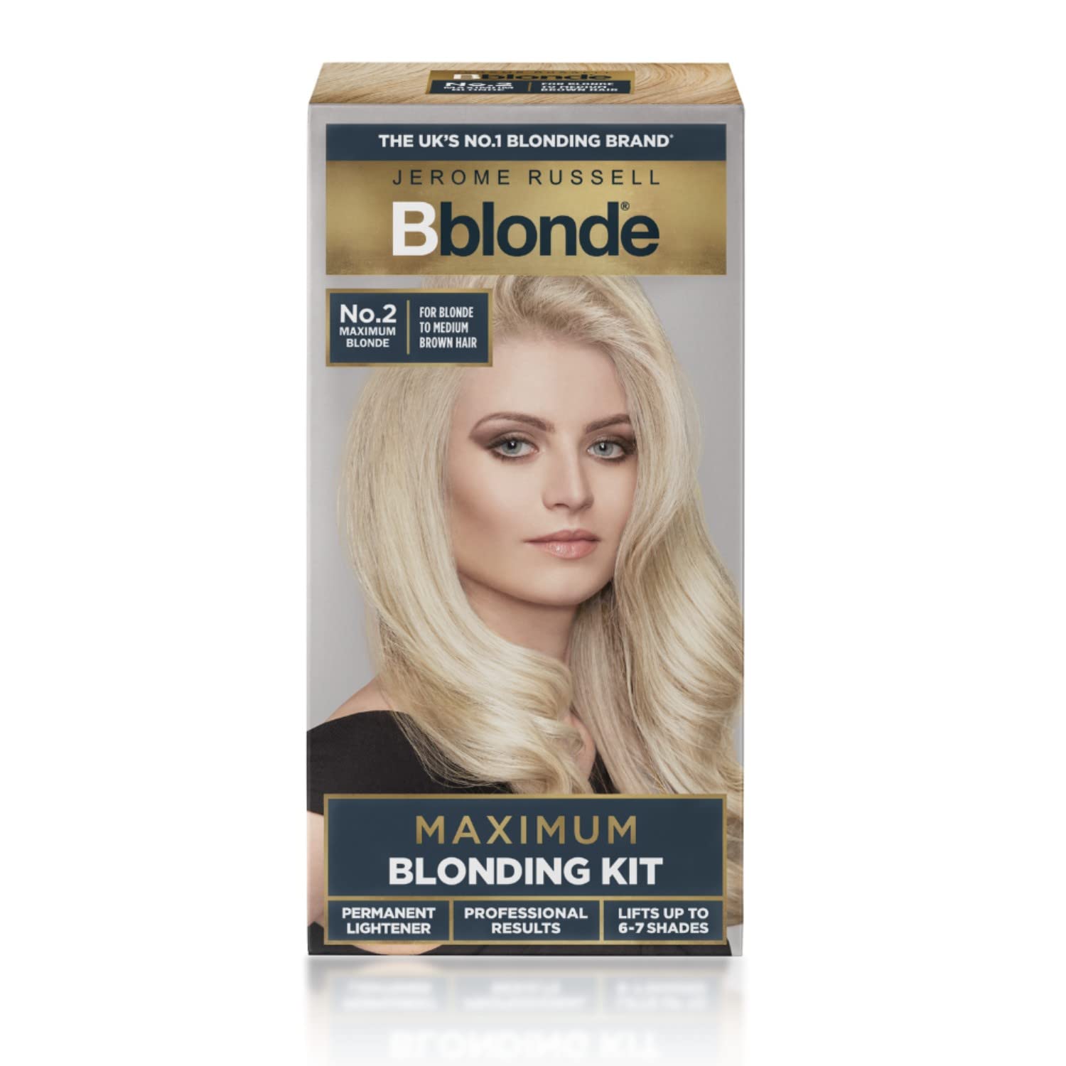 Jerome Russell Bblonde No.2 Maximum Blonding Kit - Blonde Hair Dye for Blonde to Medium Brown Hair Colour with Avocado Oil, Hair Dye Permanent Lifts 6-7 Shades