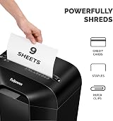 Fellowes LX50 Paper Shredder 9 Sheet Cross Cut 4x37mm 17L Bin Black view 3