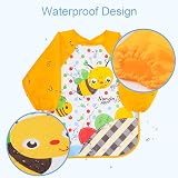Vicloon Bibs with Sleeves 4 Pcs Waterproof Long Sleeve Feeding Bibs view 4