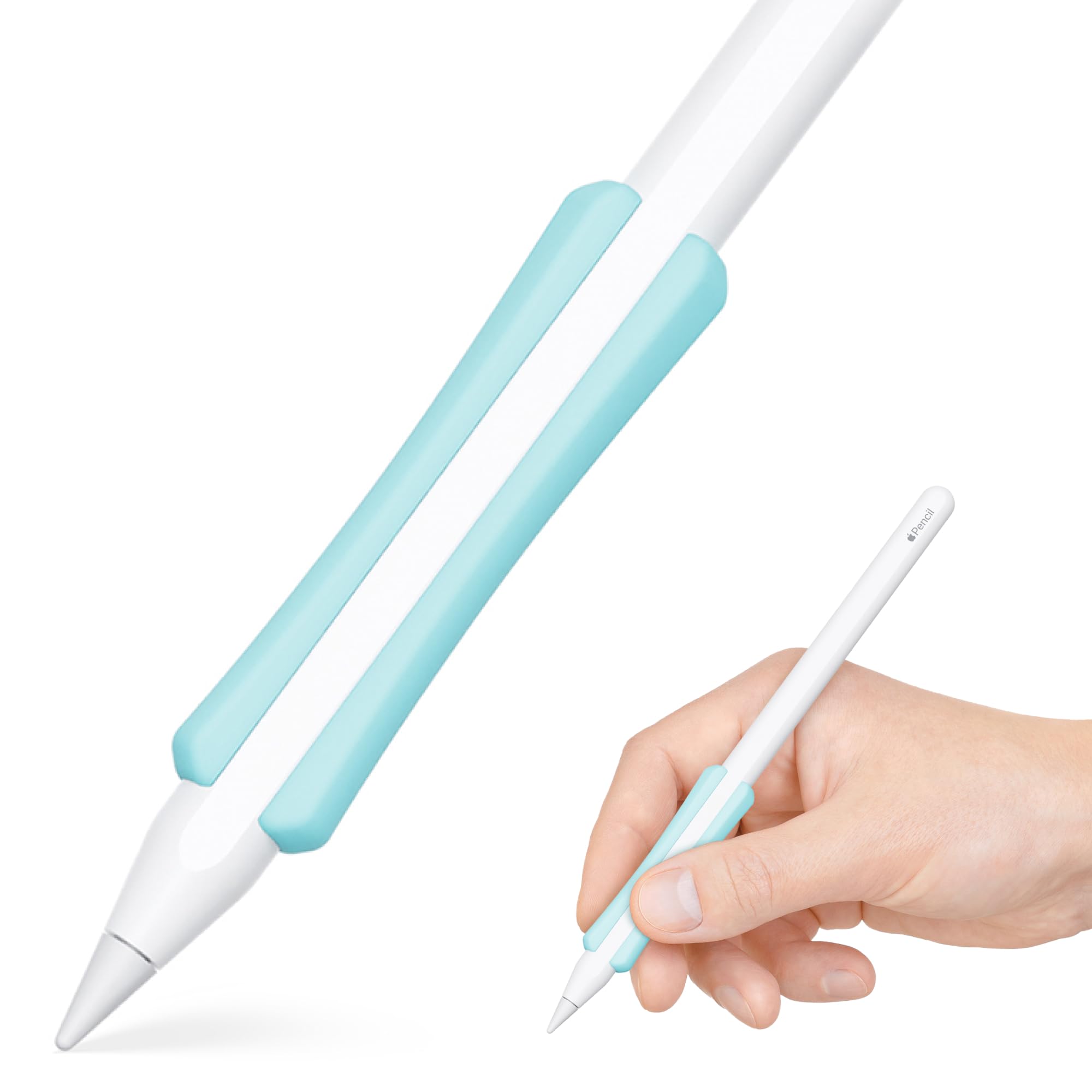 NimbleGrip 2 Premium Silicone Ergonomic Dual Sided Grip Case Holder Comfort Sleeve, Works with Squeeze Double-Tap and Wireless Charging, Compatible with Apple Pencil Pro 2nd Gen and USB-C (Mint)
