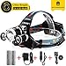 totobay Waterproof 5000Lm LED Headlamp with 4 Mode-Hands Free Headlight Flashlight Torch+2 Pcs18650 Rechargeable Batteries+AC Charger+Car Charger for Camping Biking Hunting Fishing Outdoor Sports