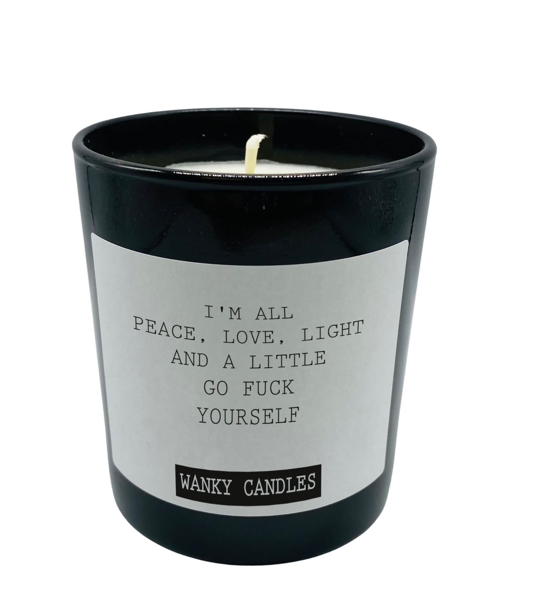 Wanky Candle Black Scented Candle Friendship Funny Gift for Friend Rude Candle I'm All Peace and Love WCBJ31