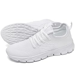 YOSFDC Men's White Running Shoes Slip On Walking