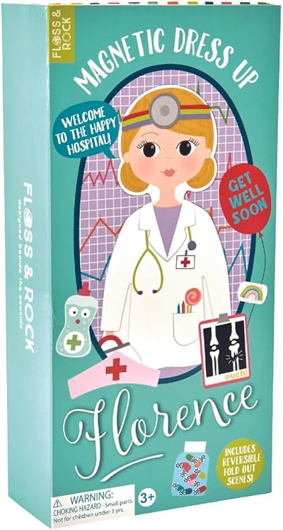 Floss & Rock Magnetic Florence Doll - 40pc Wooden Dress-Up Doctor Nurse Patient