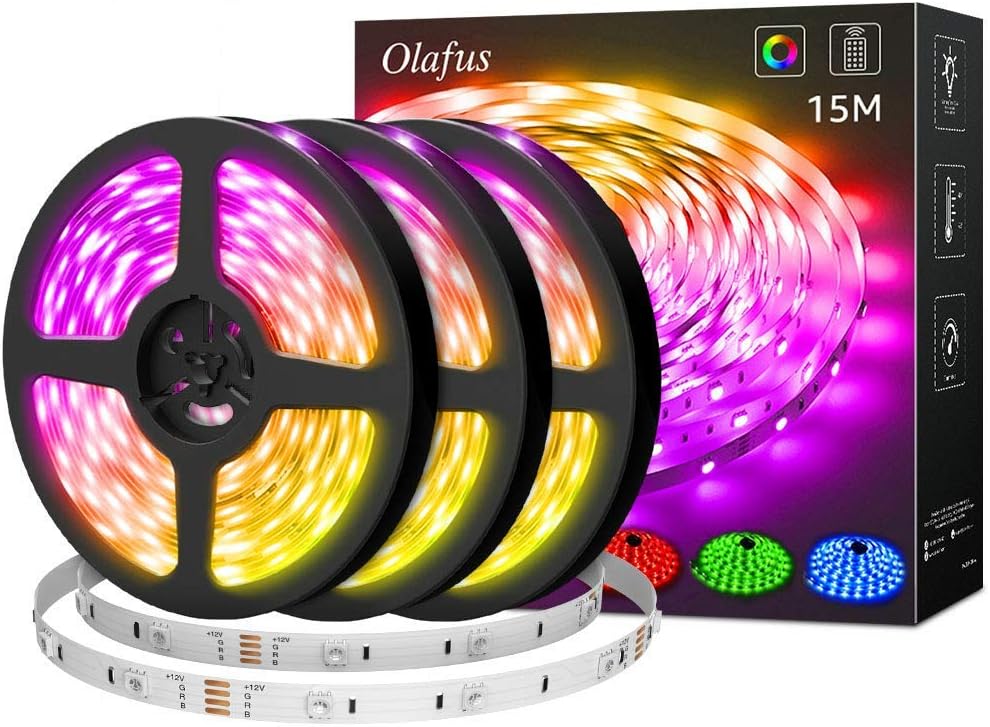 Olafus 15M Ruban LED RGB 450 LEDs, avec 44 Touches 20