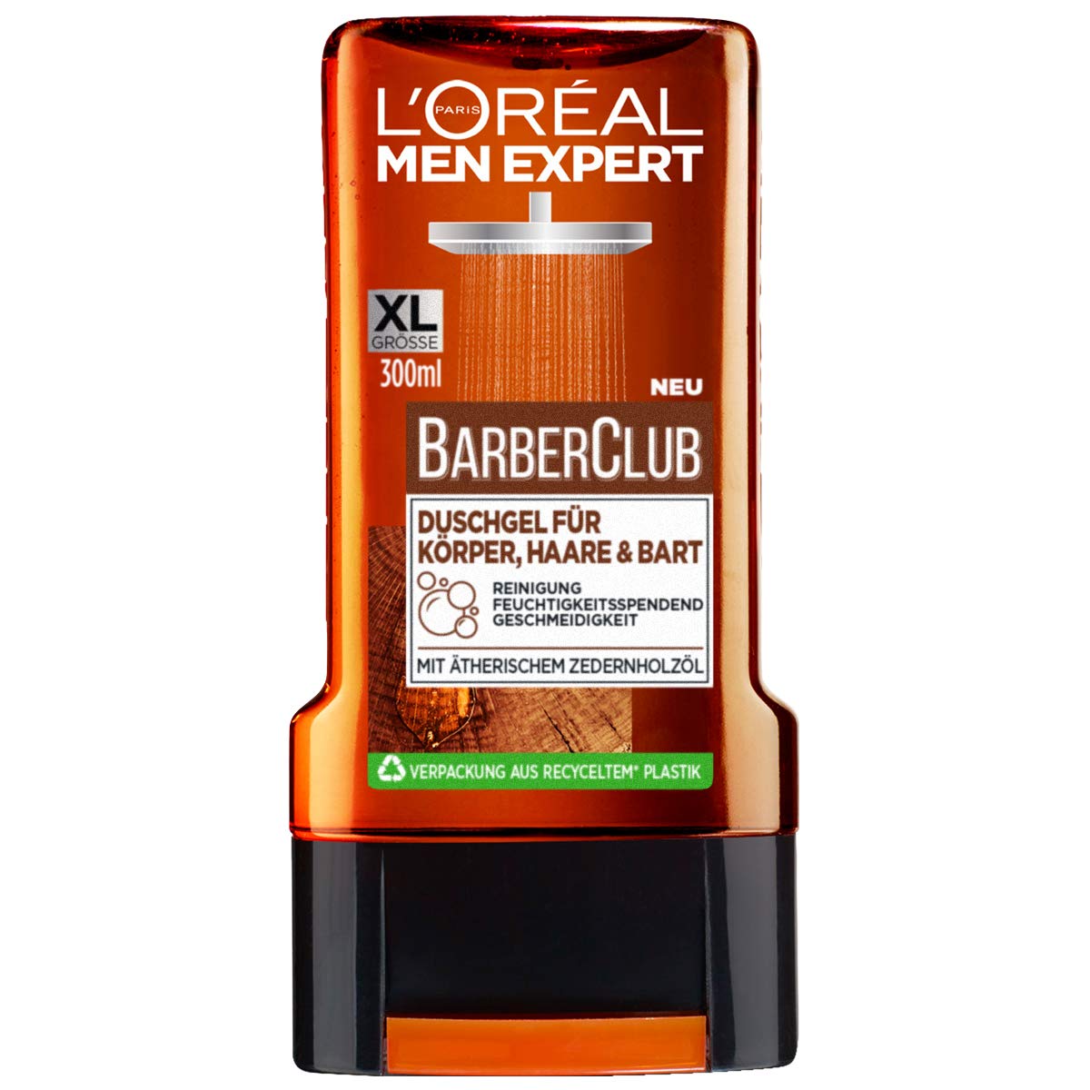 L'Oréal Men Expert Barber Club Duschgel für Körper, Haare & Bart, das reinigende Duschgel mit dem maskulinen Zedernholz-Duft sorgt für 24H anhaltende Frische (1 x 300ml)