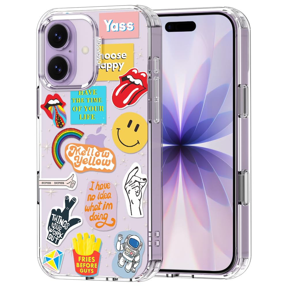 MOSNOVO for iPhone 17 Case | Military Grade 6.6ft Drop Tested | Camera Control | Clear with Pop Culture Design Image