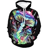 Srcnhim Novelty Tie Dye Style Hoodie Mushroom Print Sweatshirt Pullover for Men