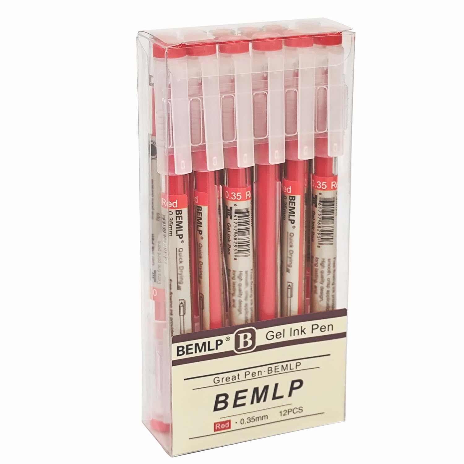 BEMLP Gel pen 0.35mm Red Ink Technical Pens 12 Pcs/Set for School, Office, Student, Exam Writing, Stationery Supply